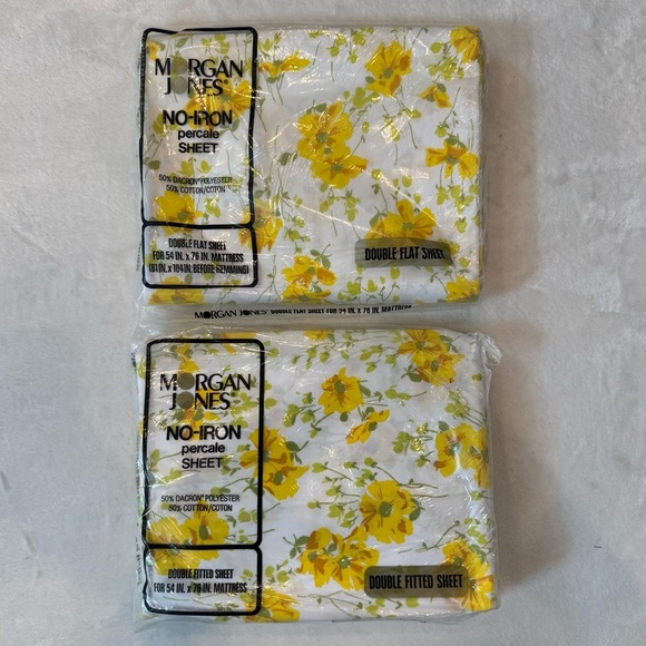 Vintage Other - NOS Vintage 70s Yellow Floral Sheet Set by Morgan Jones